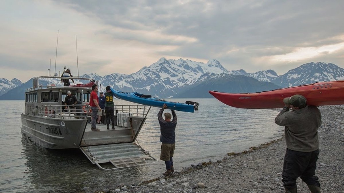 Loading kayaks onto the Michael A, Seward, AK