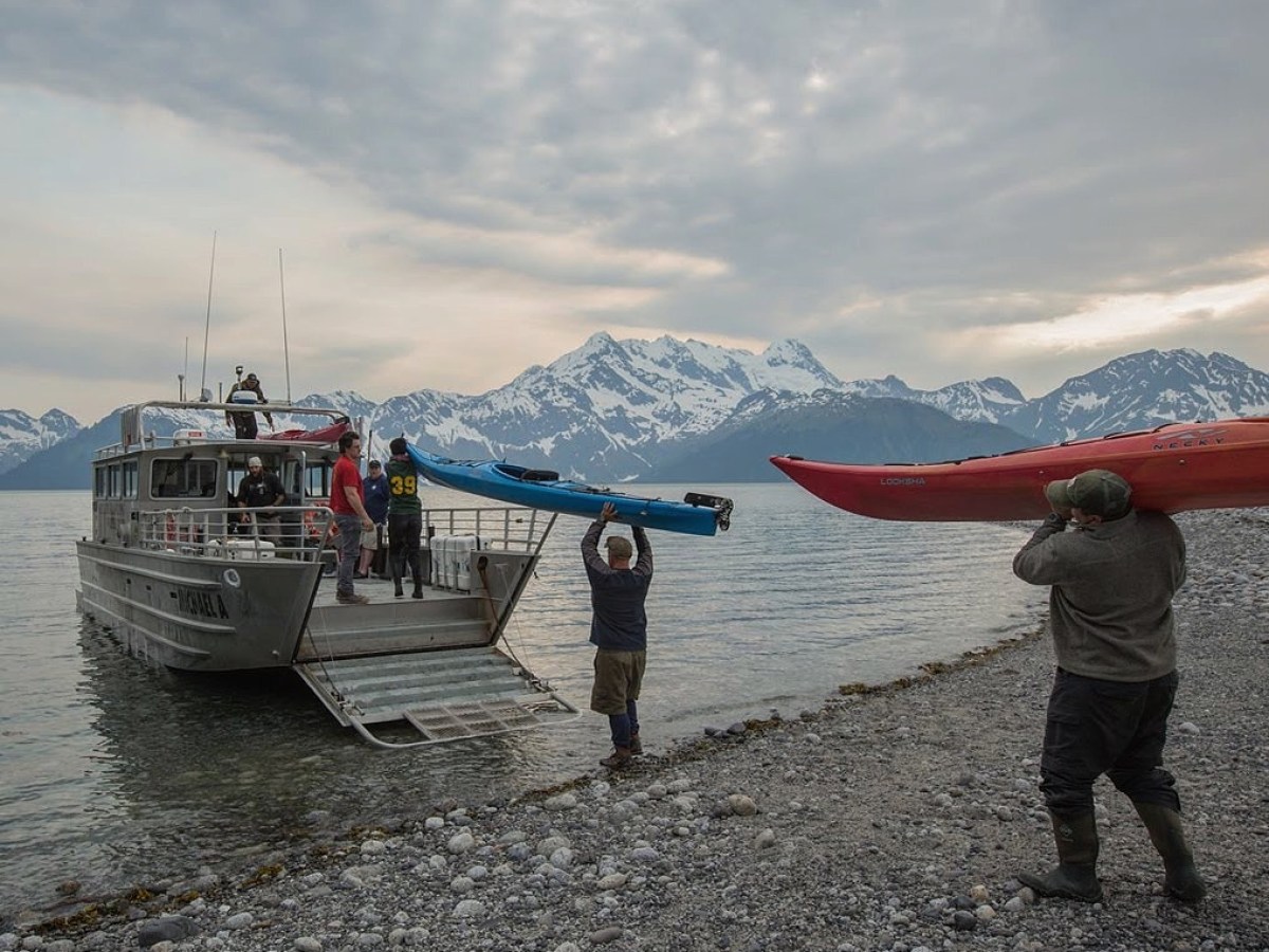 Loading kayaks onto the Michael A, Seward, AK