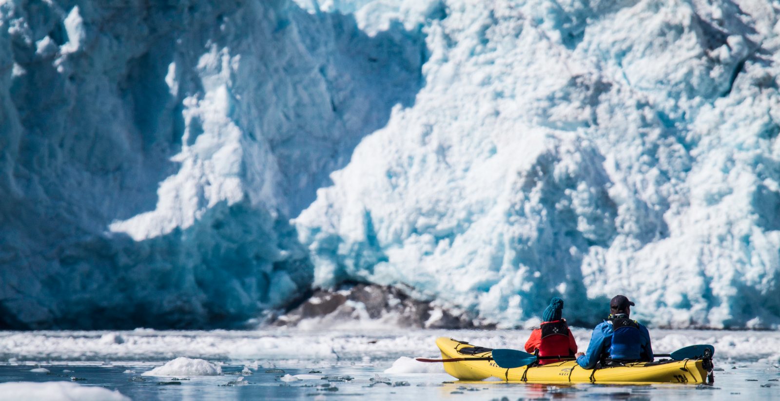 Kayaking in front of Aialik Glacier, Kenai Fjords National Park