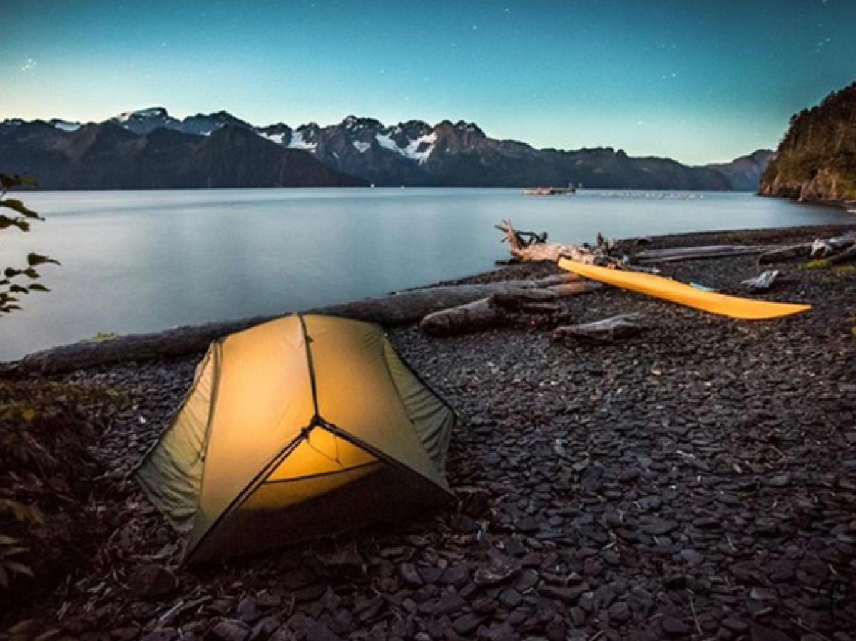 Overnight Camping and Kayaking in Resurrection Bay. Seward. AK