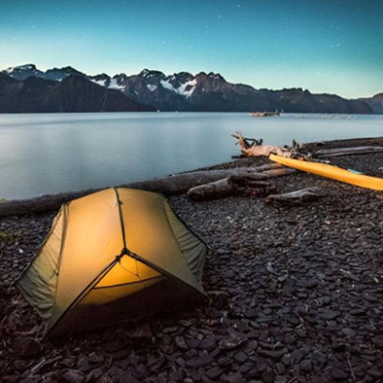 Overnight Camping and Kayaking in Resurrection Bay. Seward. AK