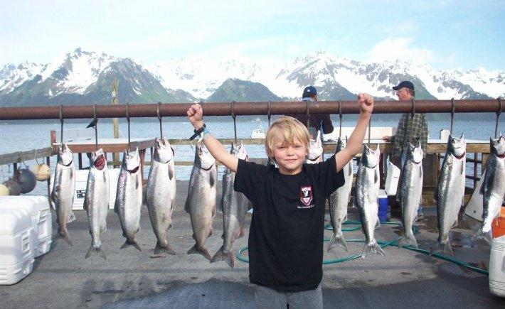 Awesome catch on a Silver Salmon & Black Bass Half Day Fishing Charter in Seward, AK
