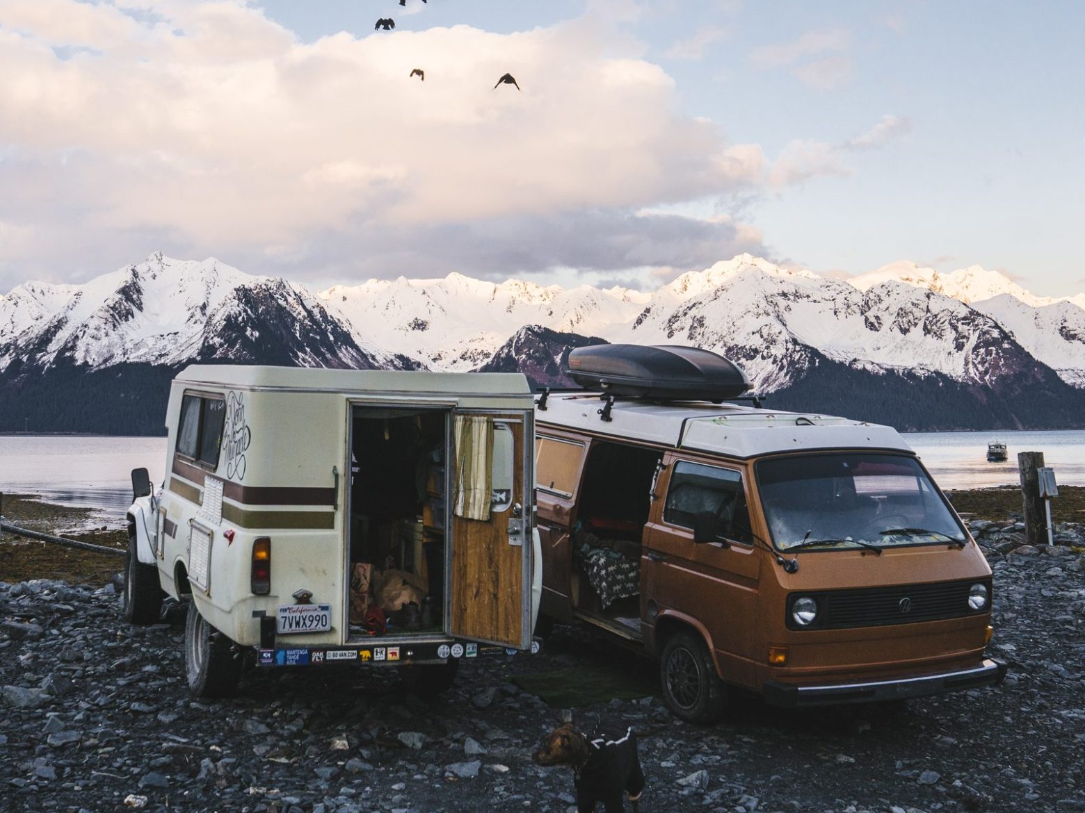 Vans at RV oceanfront parking