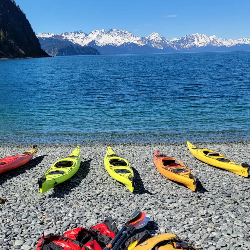 a group of people on a beach near a body of water