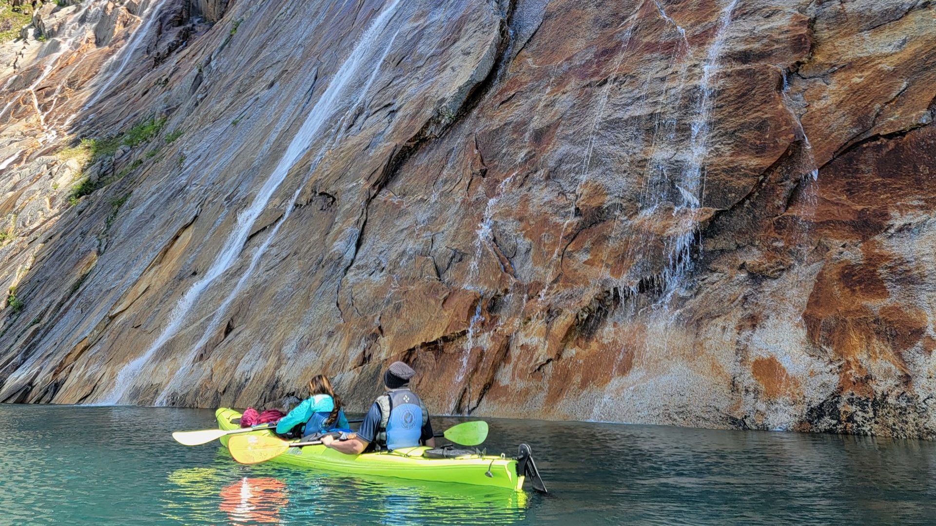 a group of people swimming in the water