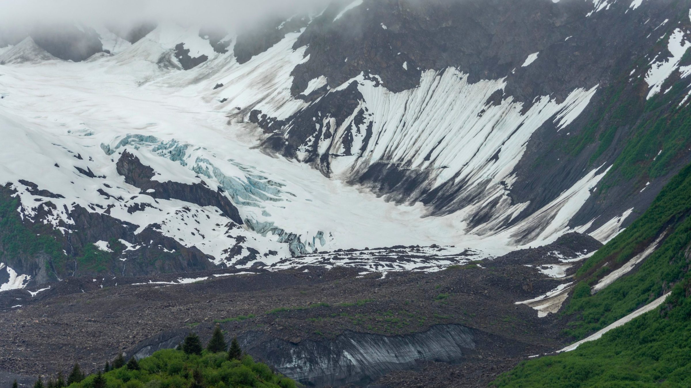 a view of a snow covered mountain