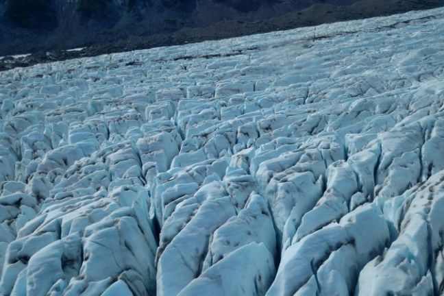 View of a glacier from a helicopter