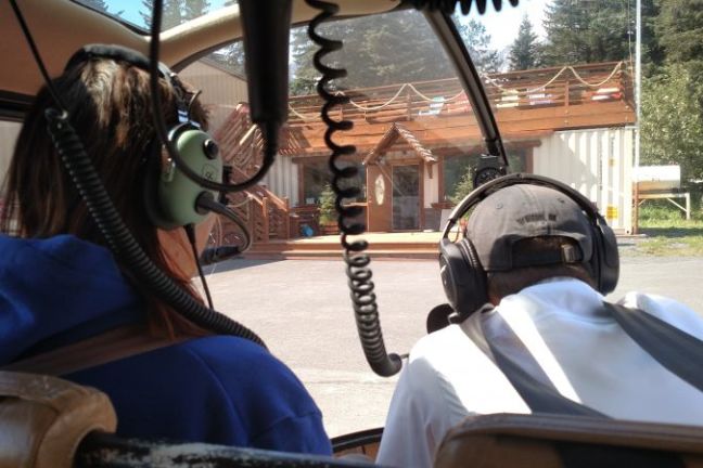 gazing out from flying a helicopter