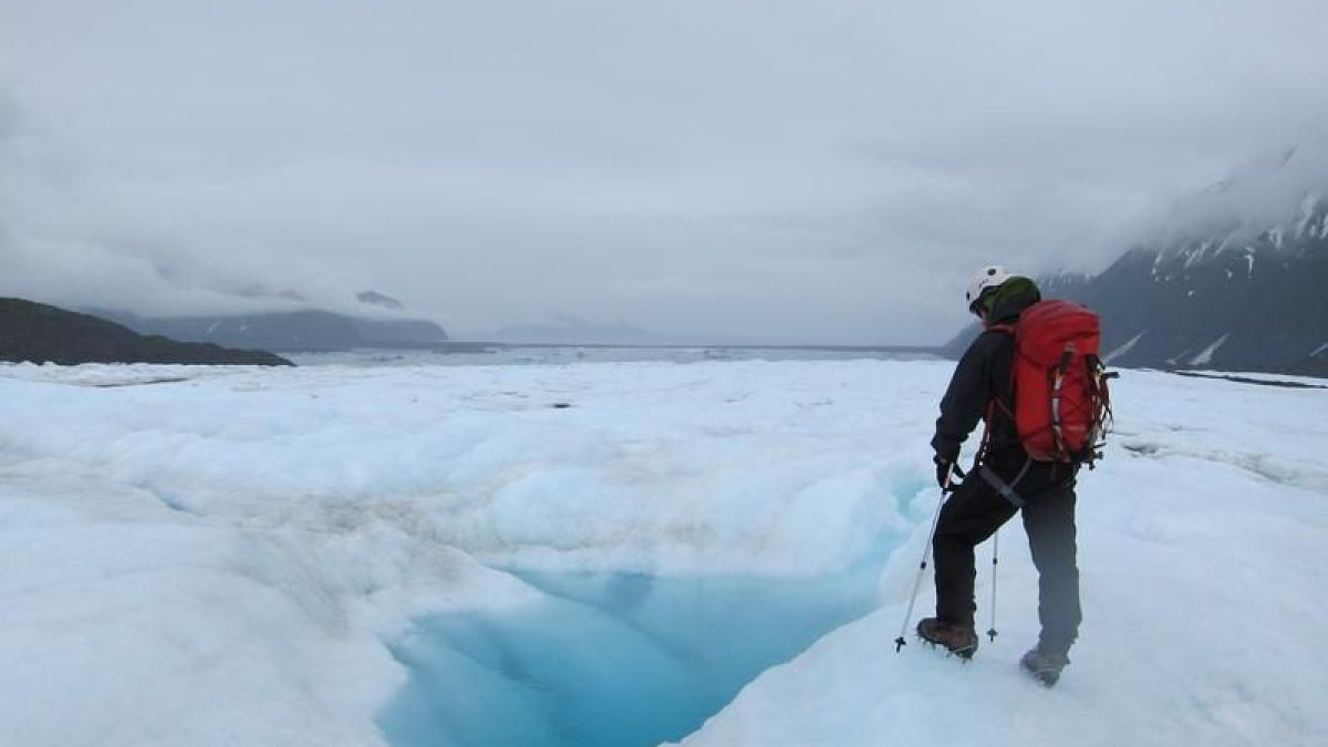 Hiking on a glacier