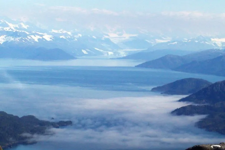 aerial view over Seward, Alaska