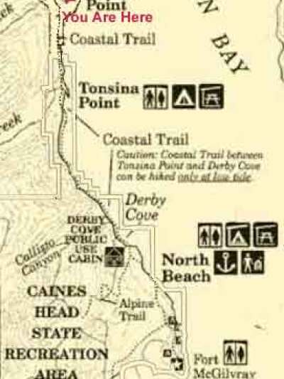 Local Seward Map of Caines Head State Recreation Area