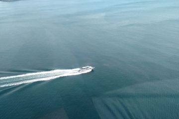 boat as seen from a helicopter