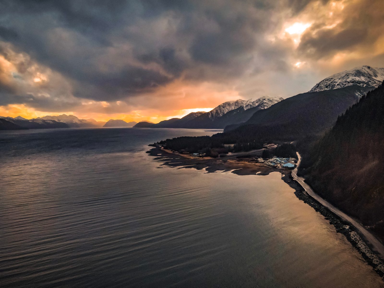 Aerial of Lowell Point, from Stormchasers south