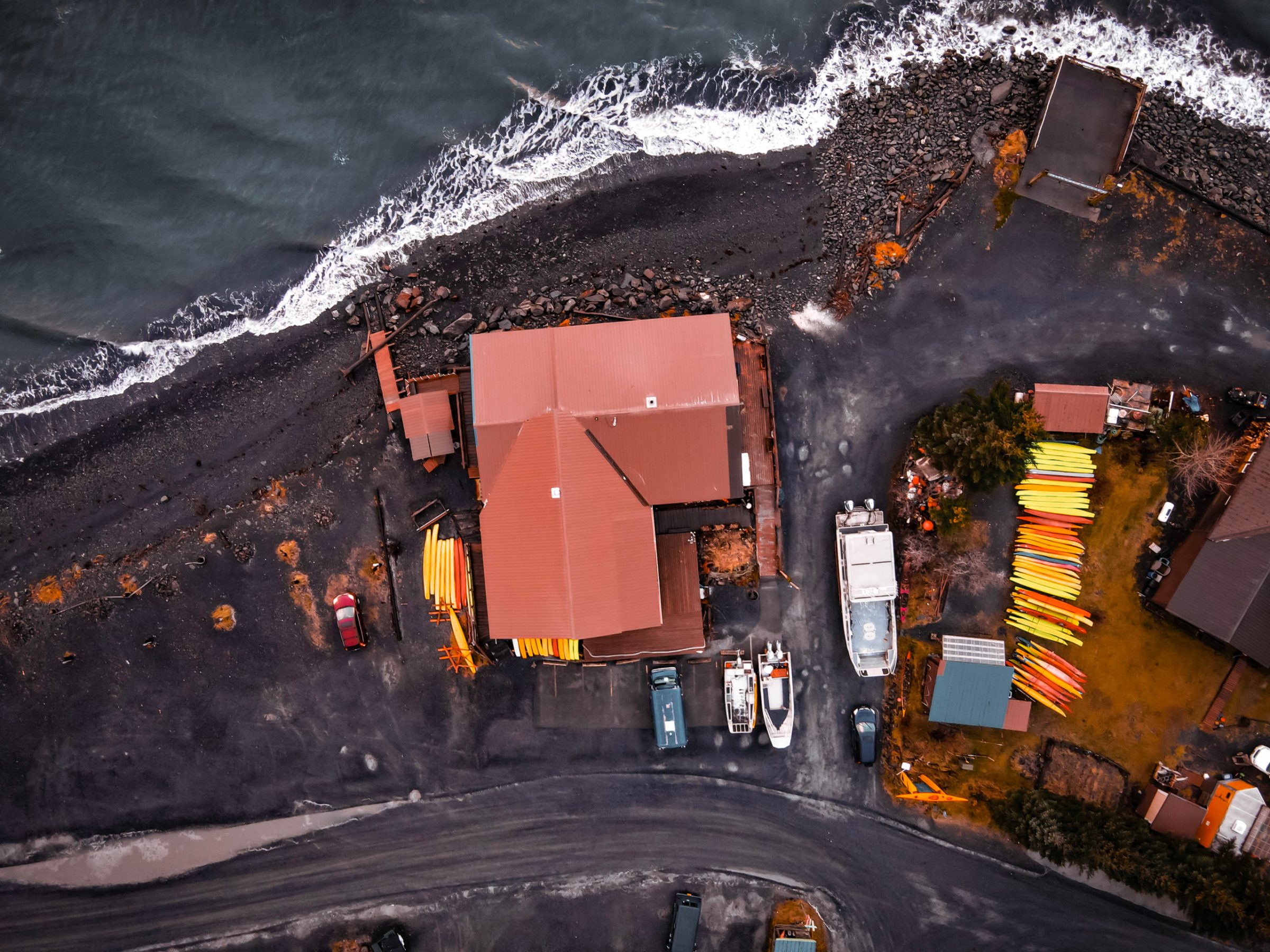 Aerial of Miller's Landing Main Office, Seward, AK