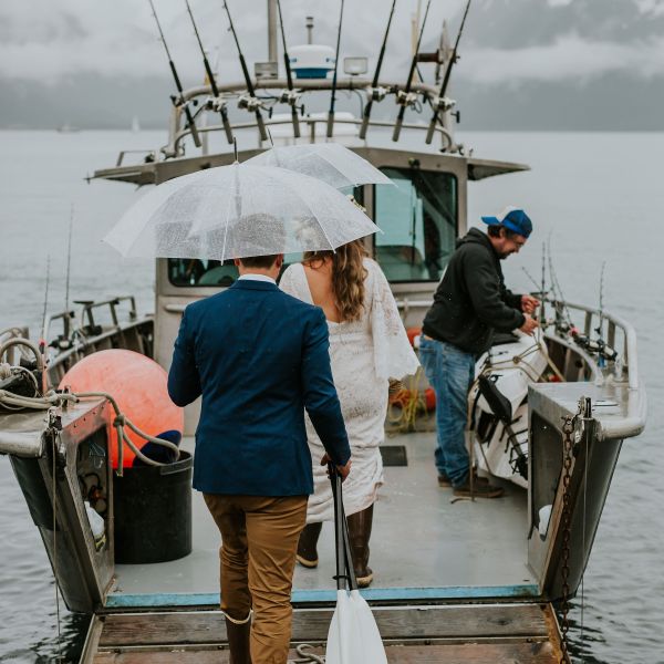 a couple of people that are standing in a boat on the water