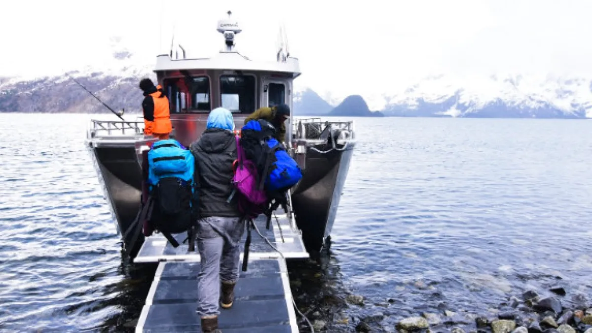 a person in a boat on a body of water