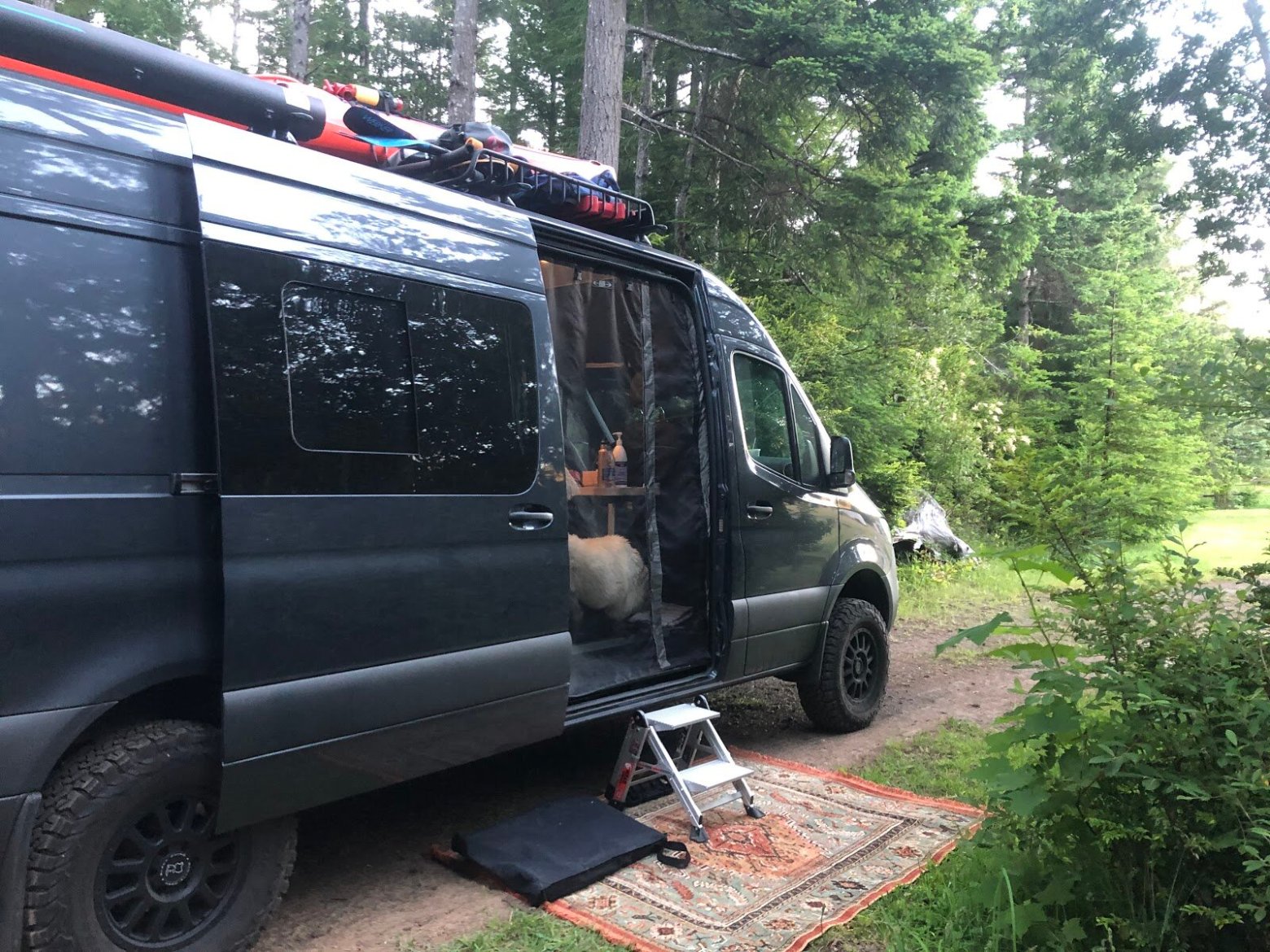 Sprinter Van parked on a campsite at Millers LandingMillers Landing Seward Alaska Beach Seaside