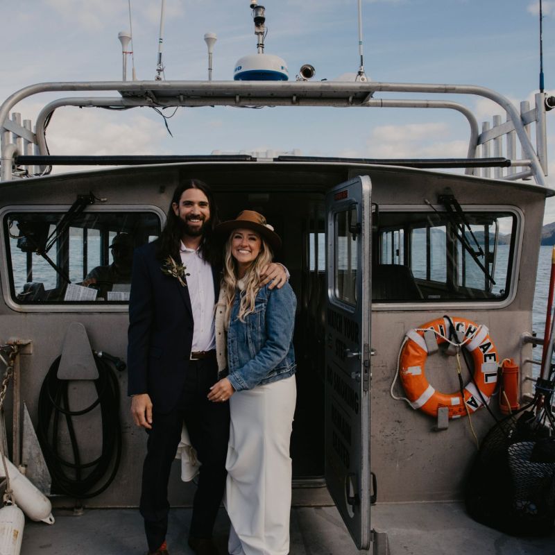 a group of people standing on a boat