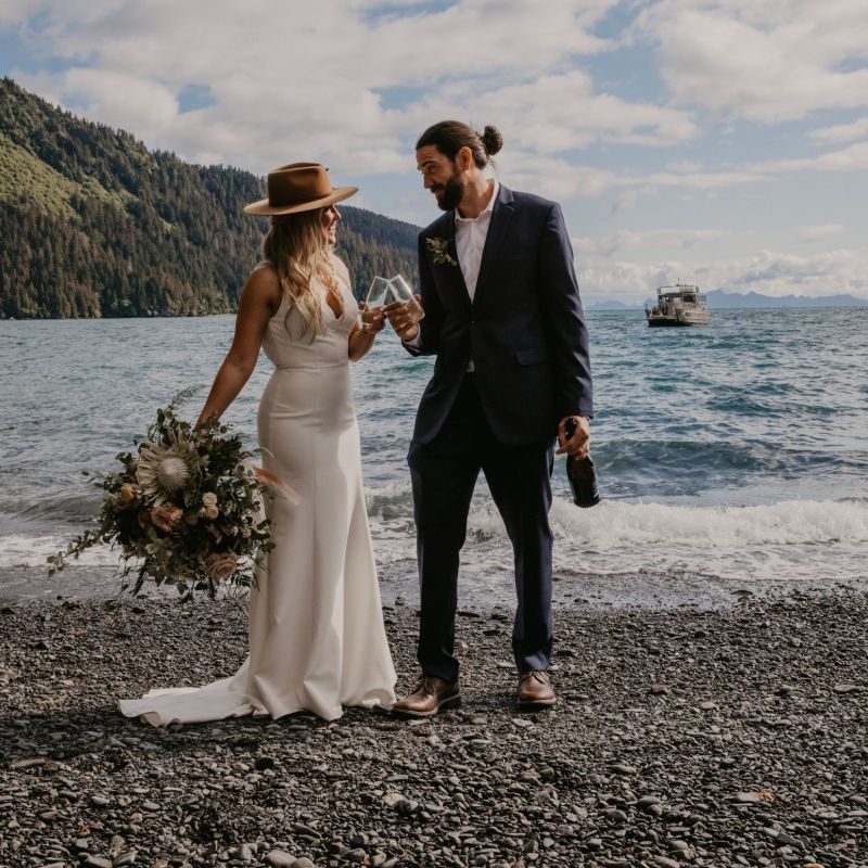 a group of people on a beach