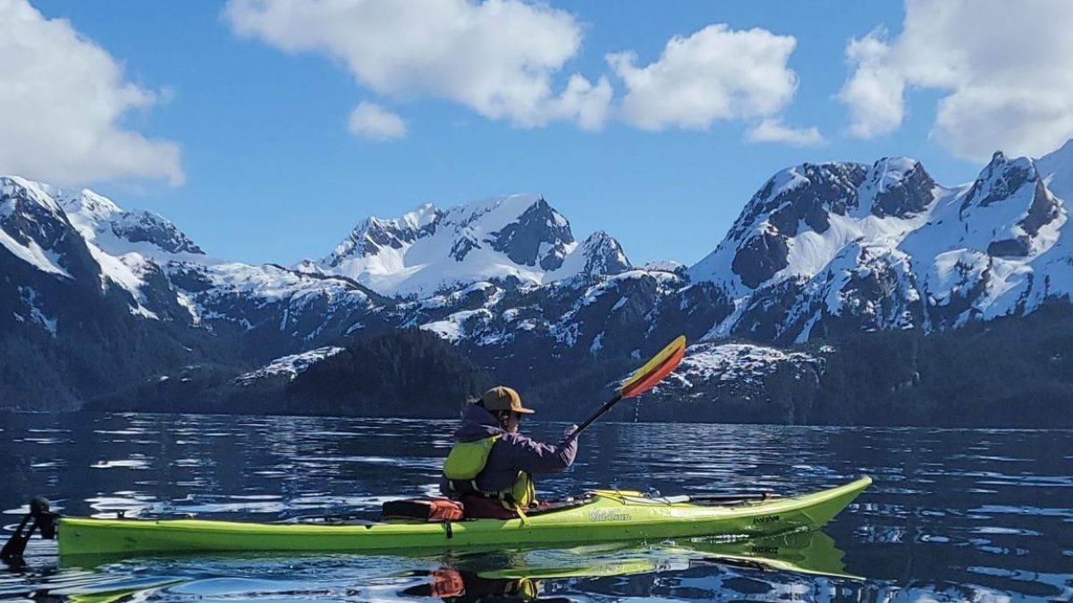 a person sea kayaking