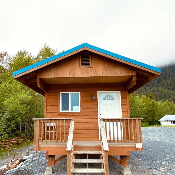 a small house in the background