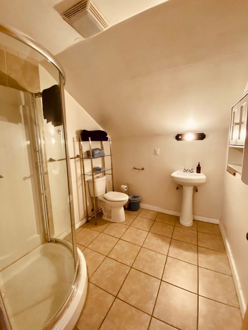 a close up of a sink in a small room