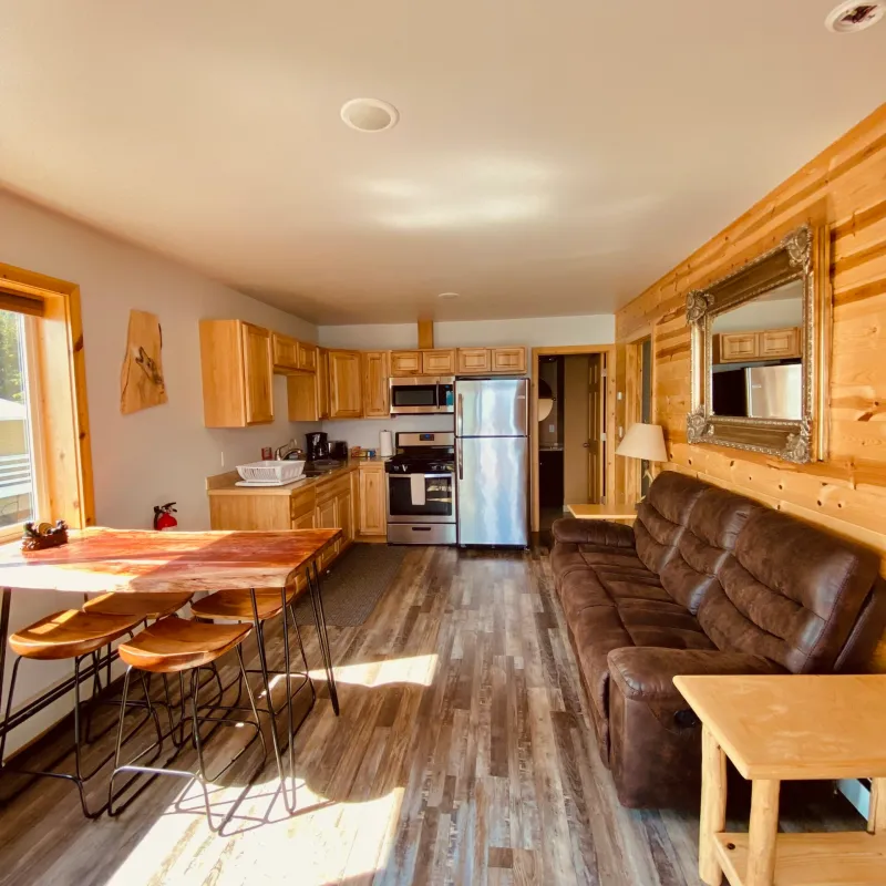 a living room filled with furniture and a wood floor