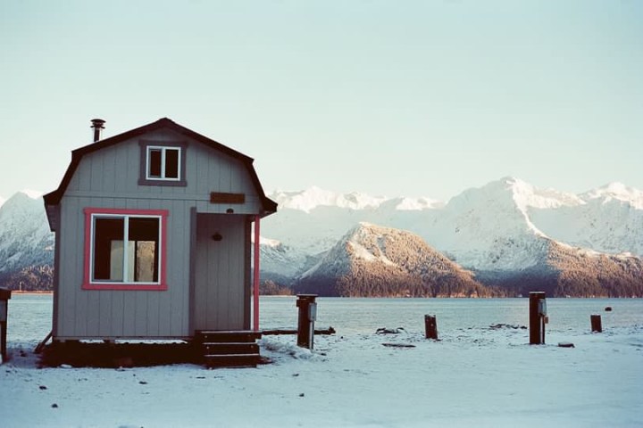a house covered in snow