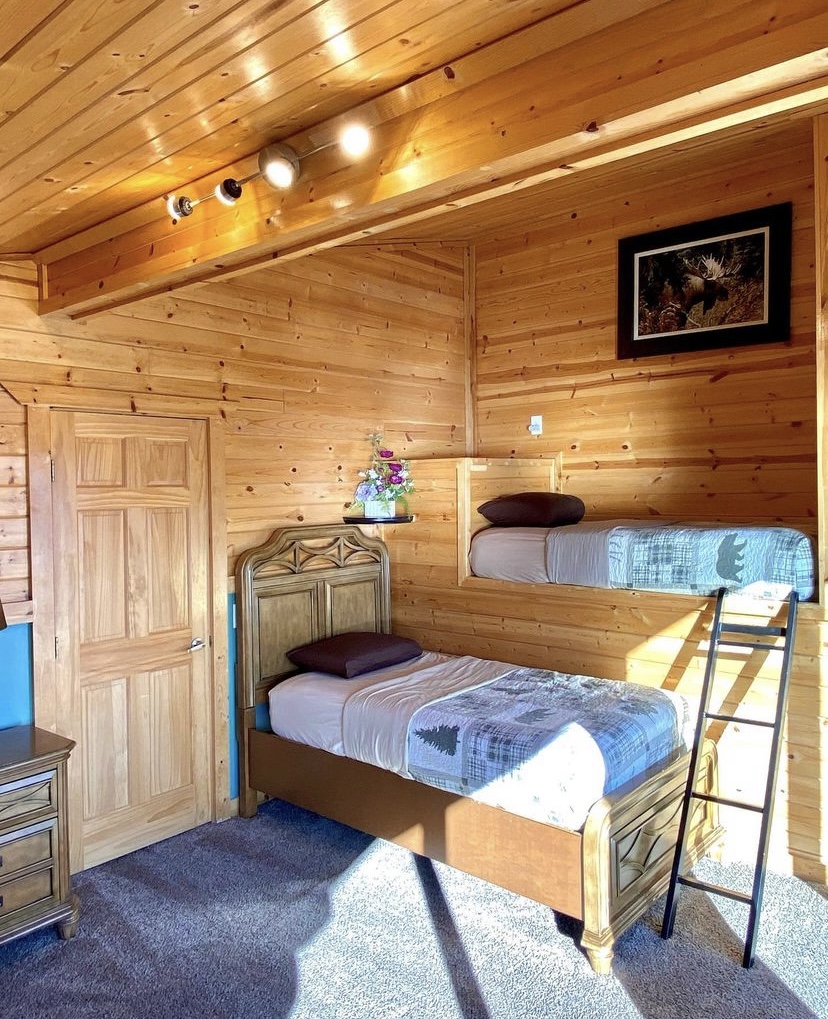 a room filled with furniture and a fireplace