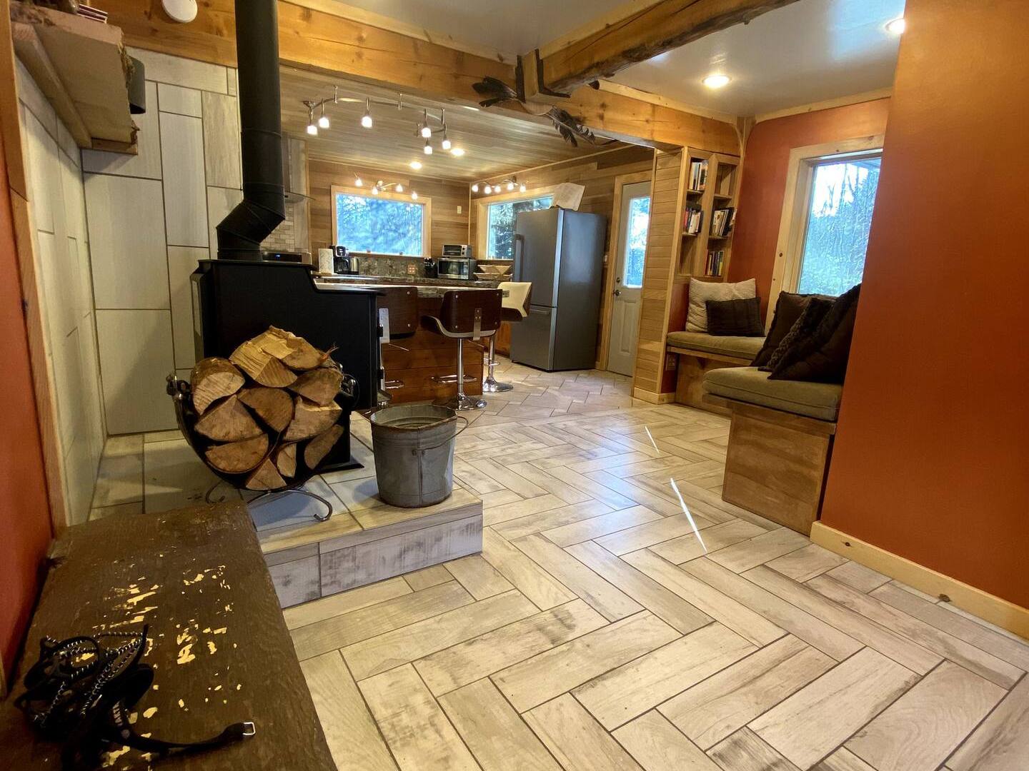 a room with a wooden floor