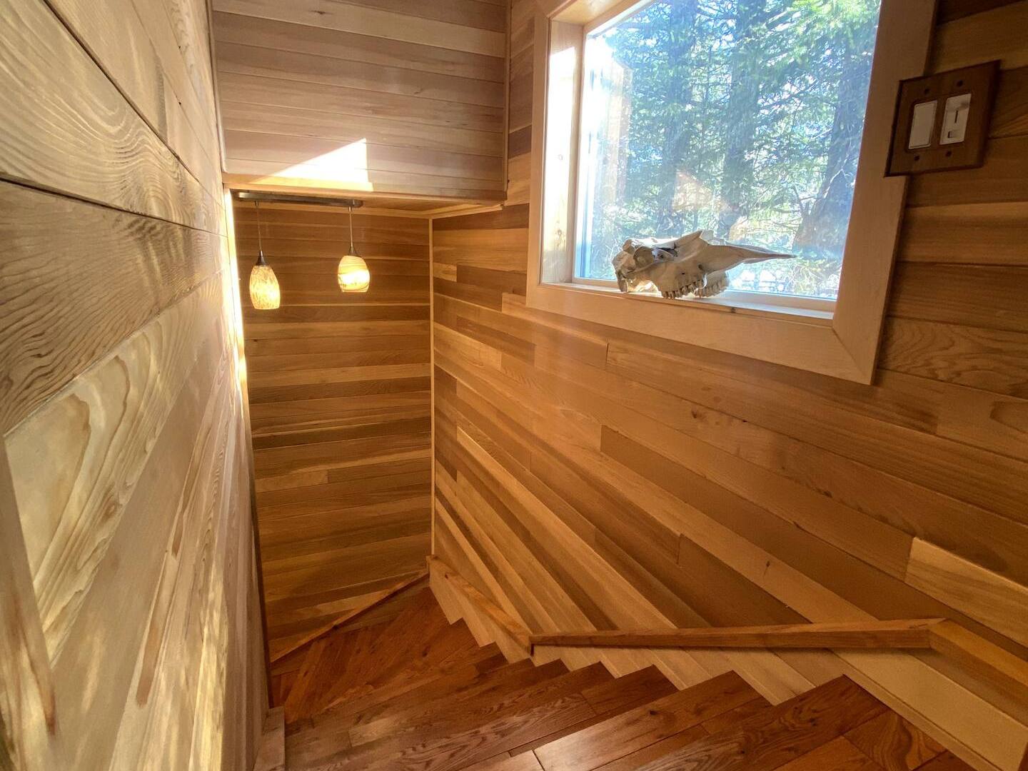 a view from the stairs inside of a house