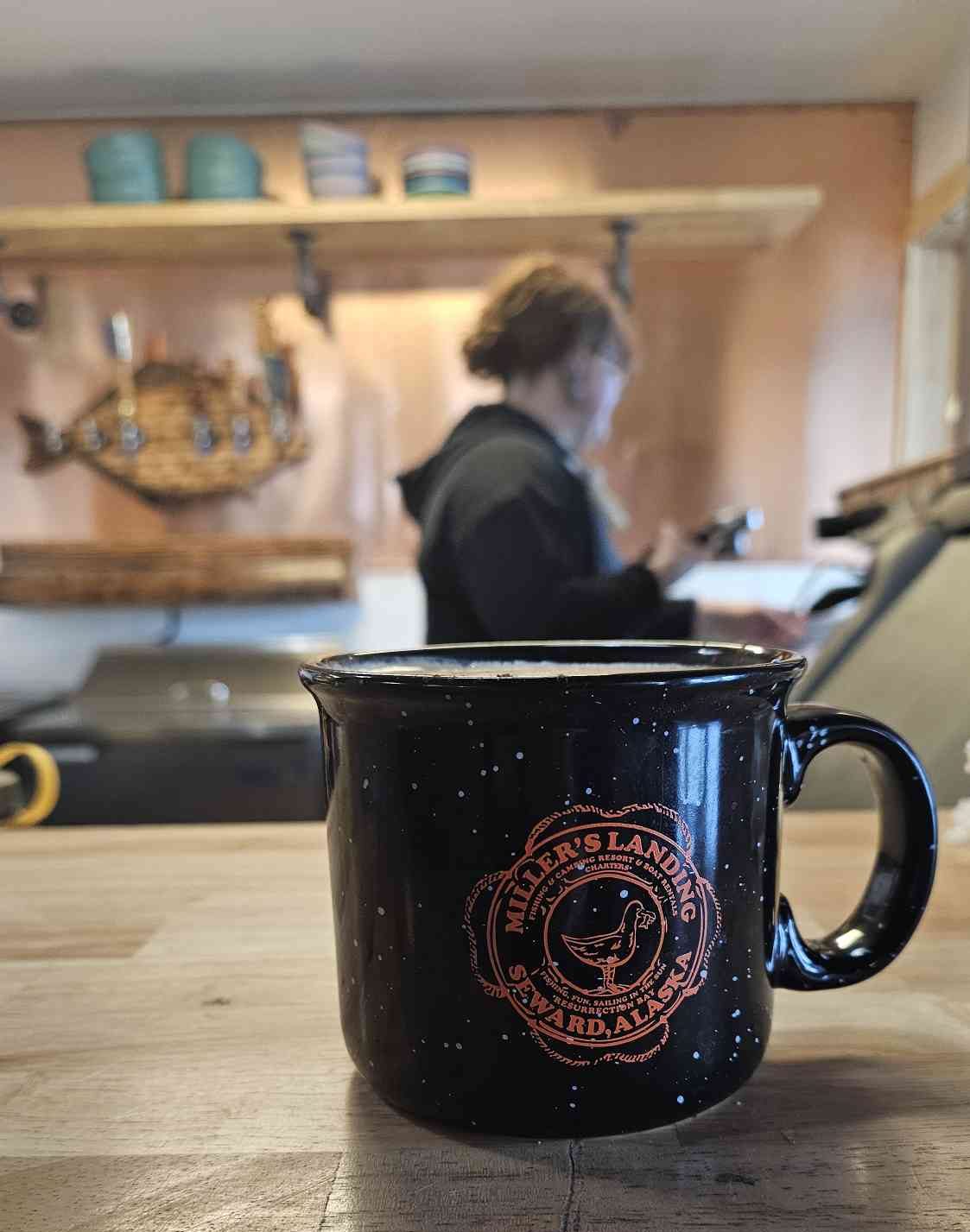 a cup of coffee on a table