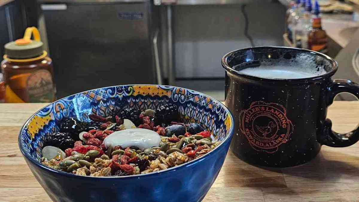 a bowl of food on a table