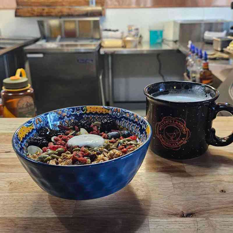a bowl of food on a table