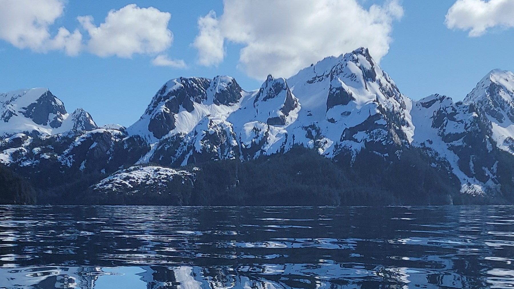 a view of a snow covered mountain