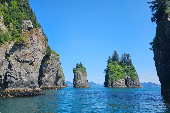 a photo of the Spire Cove with the Resurrection bay in the background