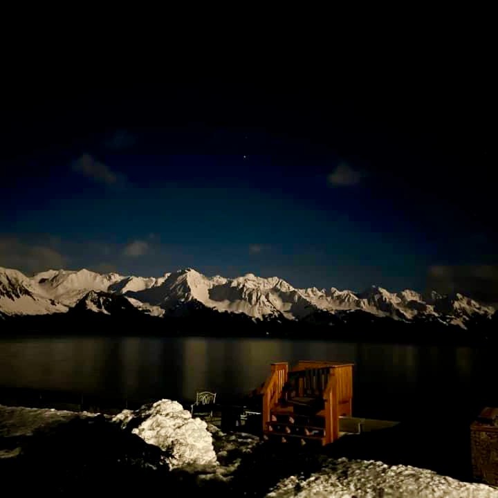 a display in a dark room